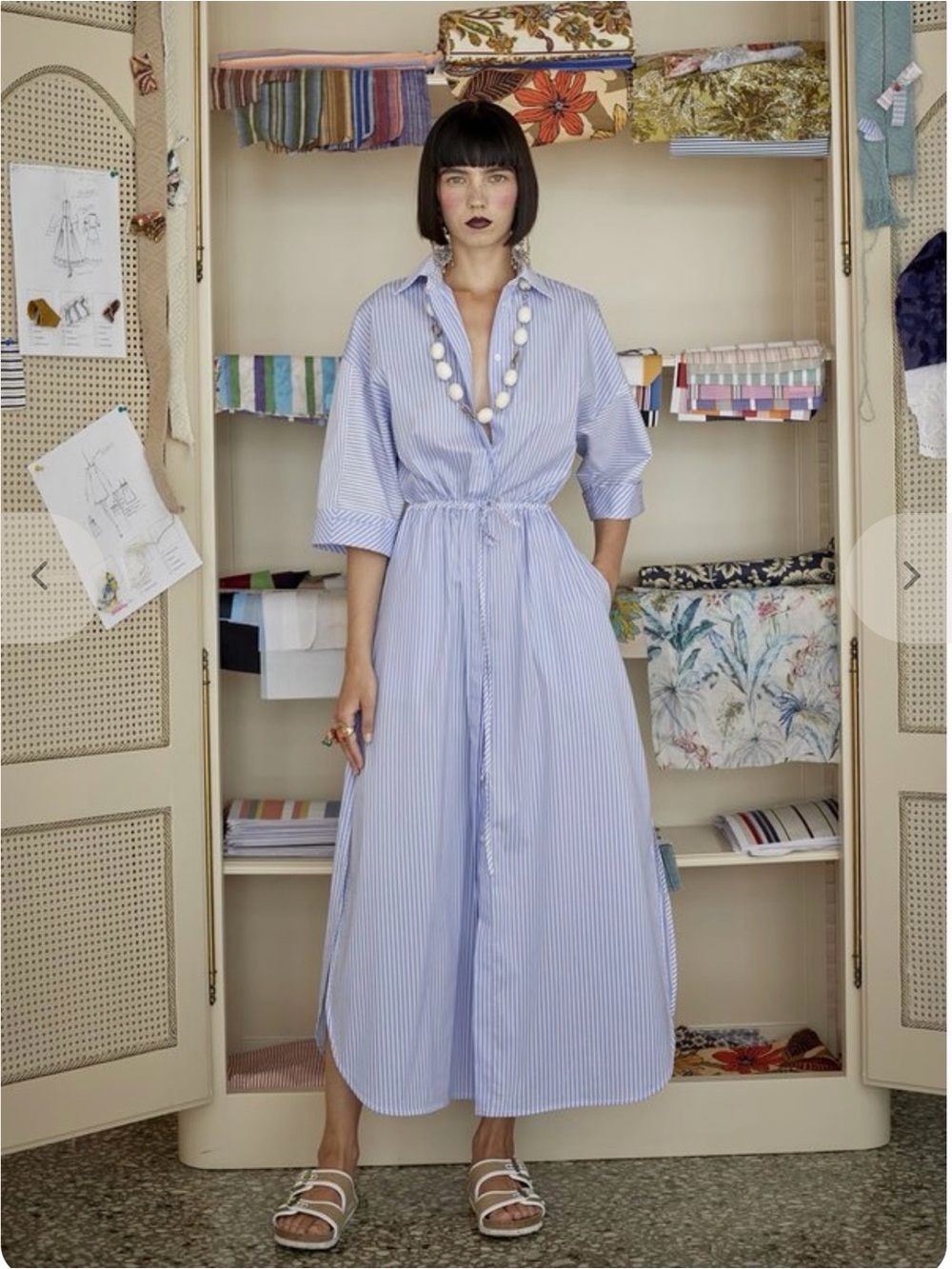 Evi Grintela Light Blue Striped Shirt Dress - Classic Shirtdress, pre-owned,SZ-M